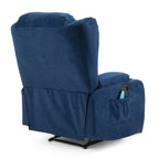 Fauteuil inclinable avec 5 modes de massage, chauffage et télécommande, deux porte-gobelets, inclinaison manuelle et poche de rangement latérale
