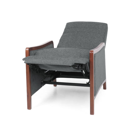 Fauteuil inclinable avec cadre en bois de bouleau, mécanisme de poussée et coutures capitonnées