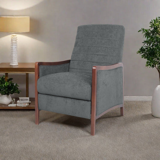 Fauteuil inclinable avec cadre en bois de bouleau, mécanisme de poussée et coutures capitonnées