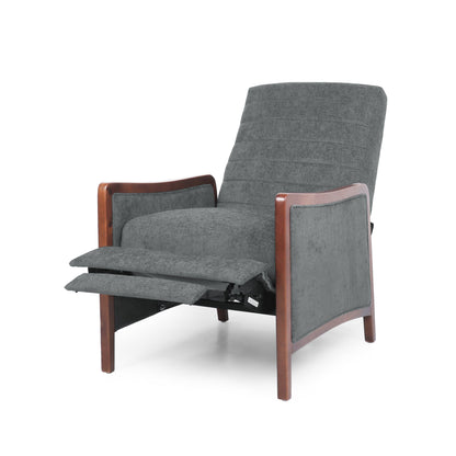 Fauteuil inclinable avec cadre en bois de bouleau, mécanisme de poussée et coutures capitonnées