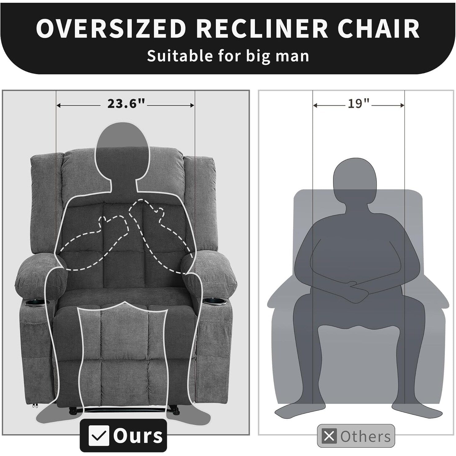 Fauteuil inclinable télécommandé avec chauffage et massage