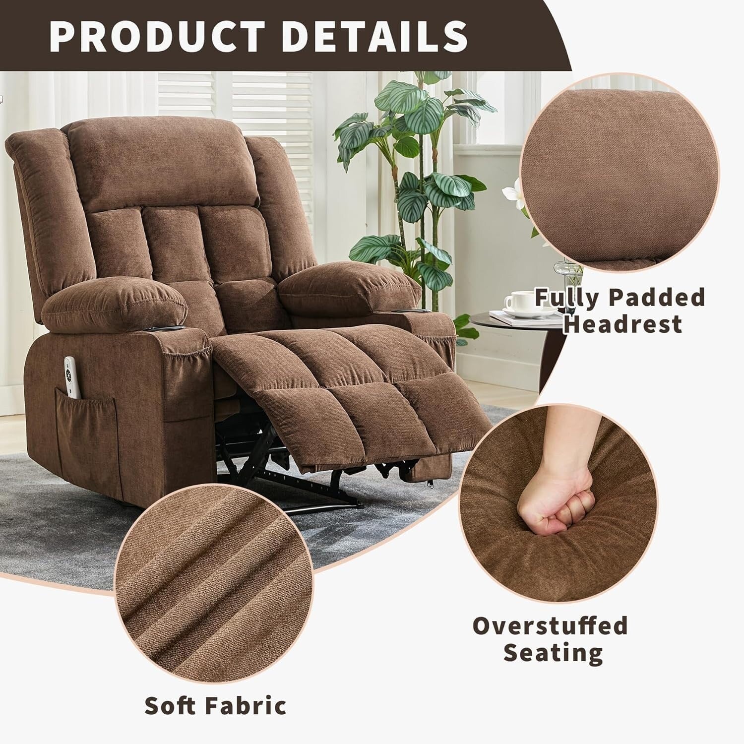 Fauteuil inclinable télécommandé avec chauffage et massage