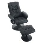 Fauteuil inclinable avec ottoman - Fauteuil de massage pivotant à 360° avec vibration à 5 points et siège chauffant, inclinable en PU réglable à 140°