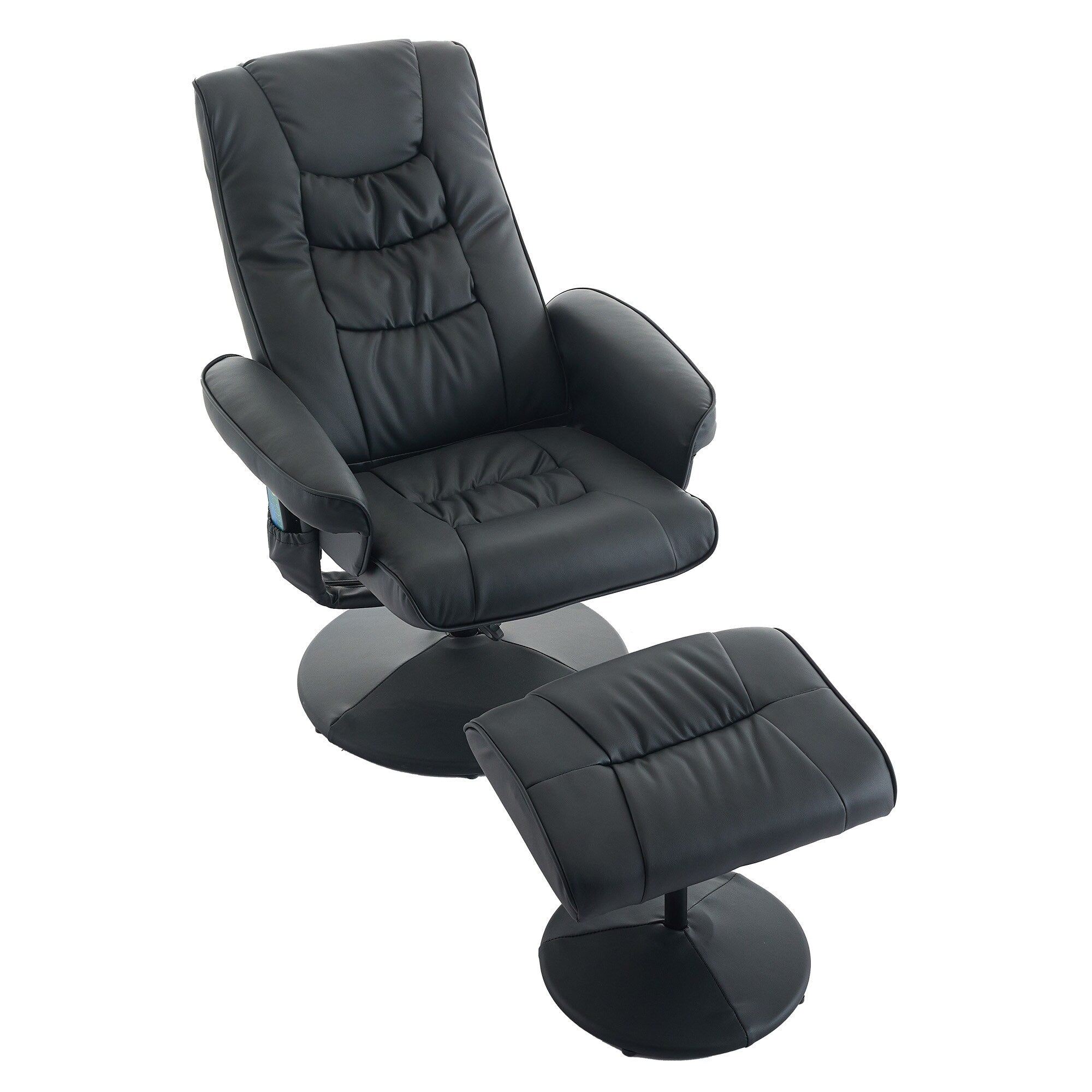 Fauteuil inclinable avec ottoman - Fauteuil de massage pivotant à 360° avec vibration à 5 points et siège chauffant, inclinable en PU réglable à 140°