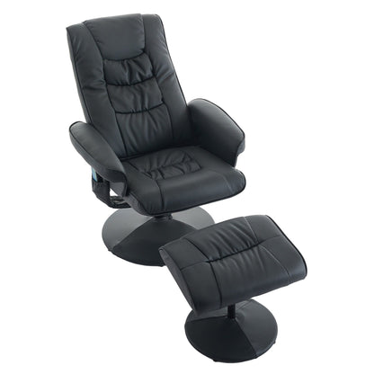 Fauteuil inclinable avec ottoman - Fauteuil de massage pivotant à 360° avec vibration à 5 points et siège chauffant, inclinable en PU réglable à 140°