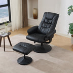 Fauteuil inclinable avec ottoman - Fauteuil de massage pivotant à 360° avec vibration à 5 points et siège chauffant, inclinable en PU réglable à 140°