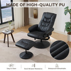Fauteuil inclinable avec ottoman - Fauteuil de massage pivotant à 360° avec vibration à 5 points et siège chauffant, inclinable en PU réglable à 140°
