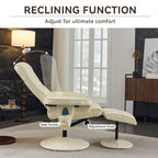 Fauteuil inclinable avec ottoman - Fauteuil de massage pivotant à 360° avec vibration à 5 points et siège chauffant, inclinable en PU réglable à 140°