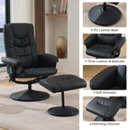 Fauteuil inclinable avec ottoman - Fauteuil de massage pivotant à 360° avec vibration à 5 points et siège chauffant, inclinable en PU réglable à 140°