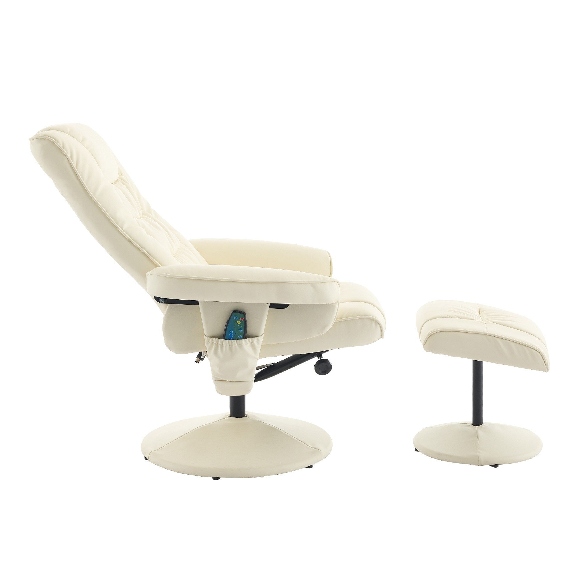 Fauteuil inclinable avec ottoman - Fauteuil de massage pivotant à 360° avec vibration à 5 points et siège chauffant, inclinable en PU réglable à 140°
