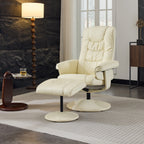 Fauteuil inclinable avec ottoman - Fauteuil de massage pivotant à 360° avec vibration à 5 points et siège chauffant, inclinable en PU réglable à 140°