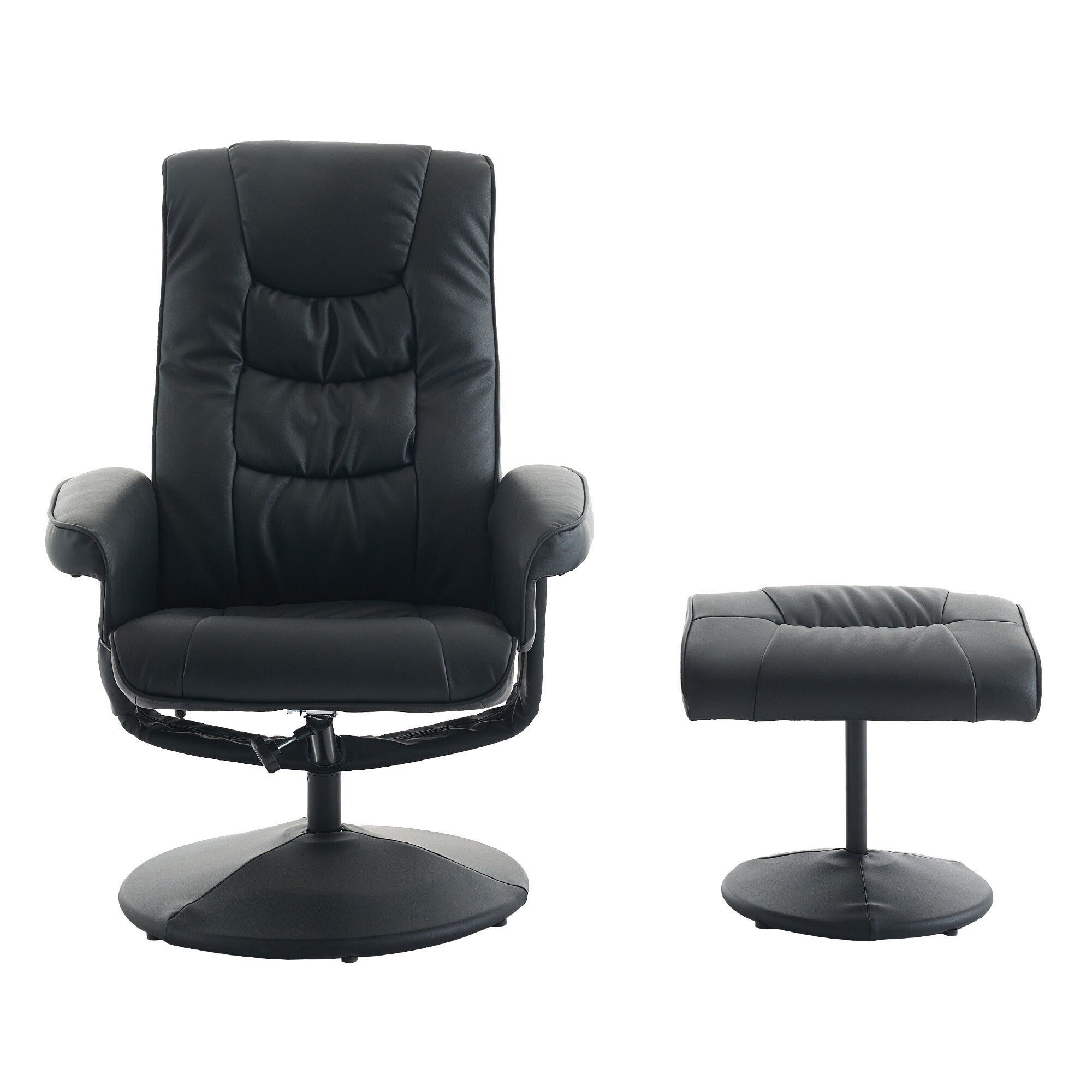 Fauteuil inclinable avec ottoman - Fauteuil de massage pivotant à 360° avec vibration à 5 points et siège chauffant, inclinable en PU réglable à 140°