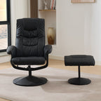 Fauteuil inclinable avec ottoman - Fauteuil de massage pivotant à 360° avec vibration à 5 points et siège chauffant, inclinable en PU réglable à 140°