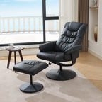 Fauteuil inclinable avec ottoman - Fauteuil de massage pivotant à 360° avec vibration à 5 points et siège chauffant, inclinable en PU réglable à 140°