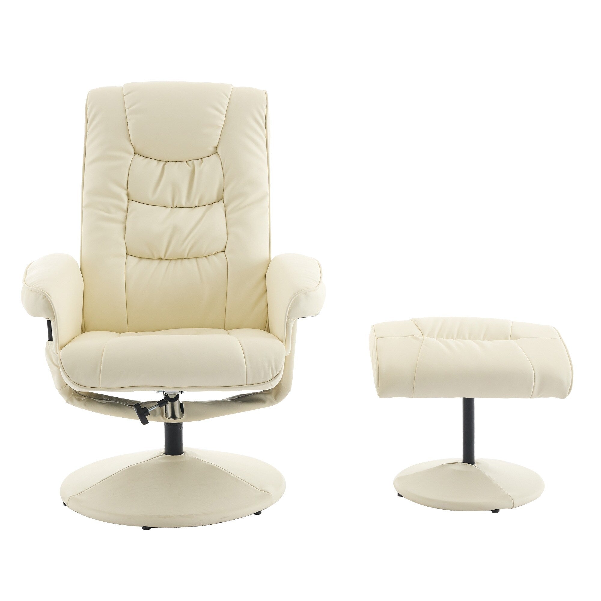Fauteuil inclinable avec ottoman - Fauteuil de massage pivotant à 360° avec vibration à 5 points et siège chauffant, inclinable en PU réglable à 140°
