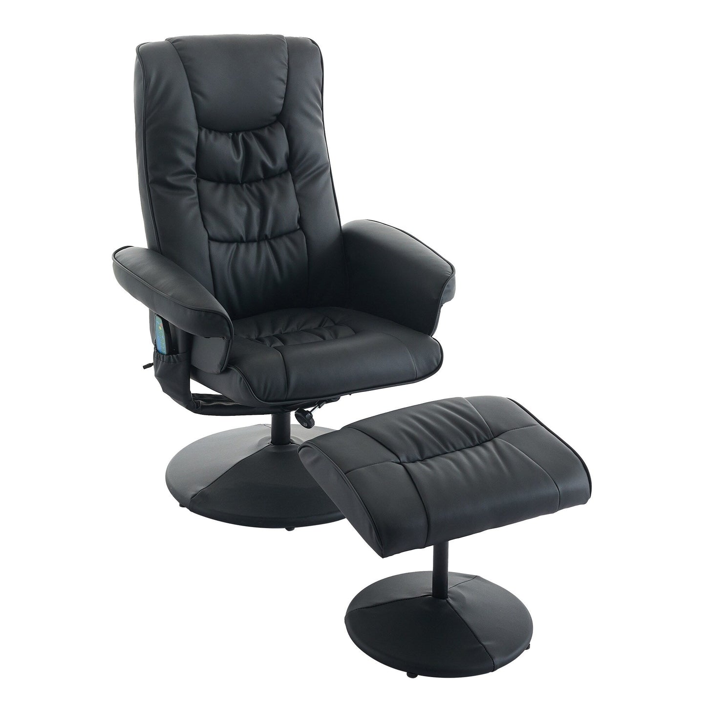 Fauteuil inclinable avec ottoman - Fauteuil de massage pivotant à 360° avec siège chauffant à vibrations à 5 points, réglable à 140°