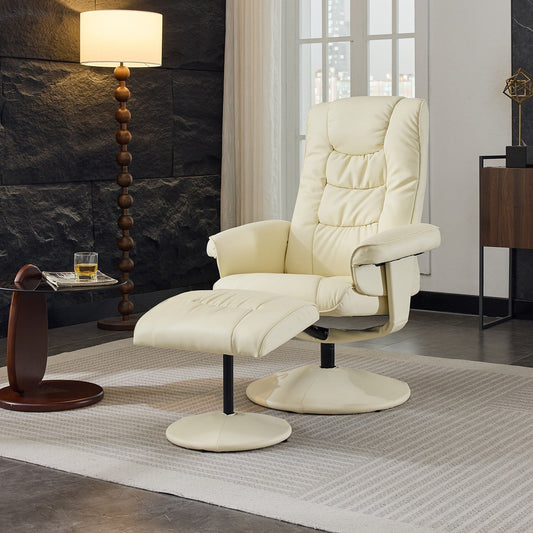 Fauteuil inclinable avec ottoman - Fauteuil de massage pivotant à 360° avec siège chauffant à vibrations à 5 points, réglable à 140°