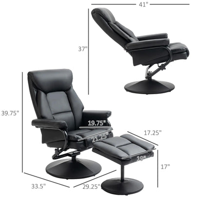 Fauteuil inclinable avec ottoman pivotant, similicuir