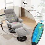 Fauteuil inclinable avec repose-pieds, pivotant à 360°, tissu chenille, siège chauffant et dossier réglable à 140°