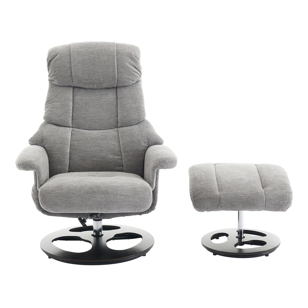 Fauteuil inclinable avec repose-pieds, pivotant à 360°, tissu chenille, siège chauffant et dossier réglable à 140°
