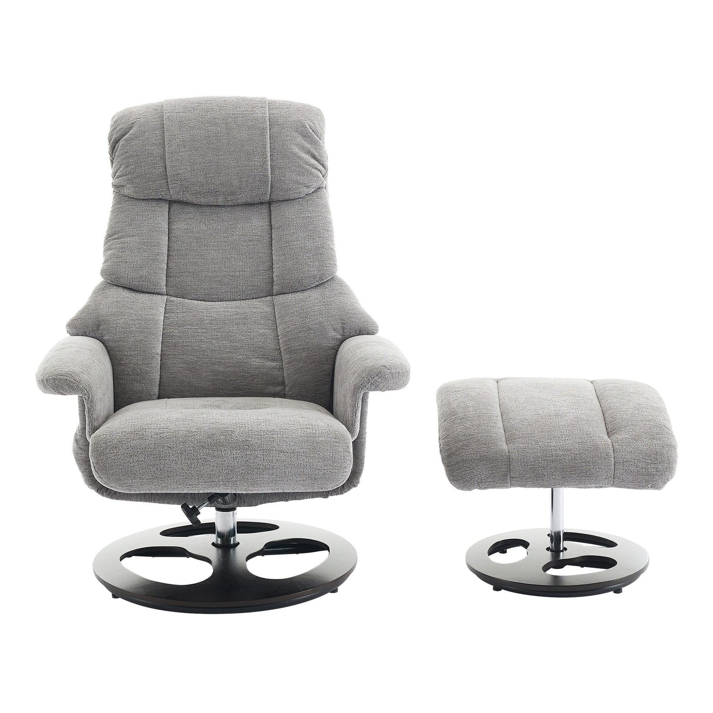 Fauteuil inclinable avec repose-pieds, pivotant à 360°, tissu chenille, siège chauffant et dossier réglable à 140°