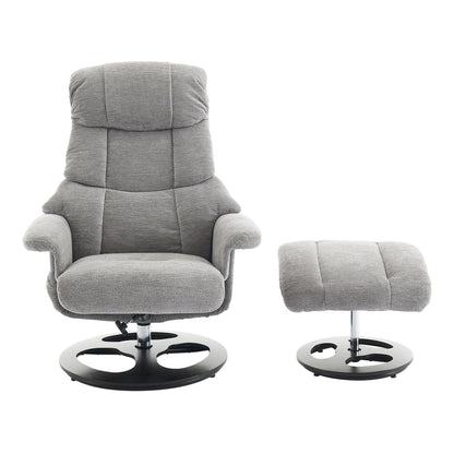 Fauteuil inclinable avec repose-pieds, pivotant à 360°, tissu chenille, siège chauffant et dossier réglable à 140°