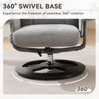 Fauteuil inclinable avec repose-pieds, pivotant à 360°, tissu chenille, siège chauffant et dossier réglable à 140°