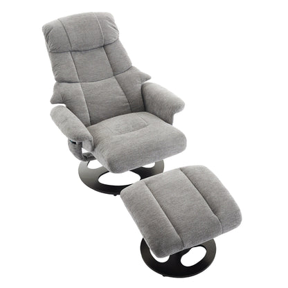 Fauteuil inclinable avec repose-pieds, fauteuil de salon pivotant à 360° moderne avec repose-pieds, tissu chenille, massage par vibrations à 5 points