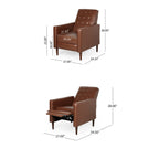Fauteuil inclinable en bois de bouleau, capitonné marron, similicuir à coutures gaufrées