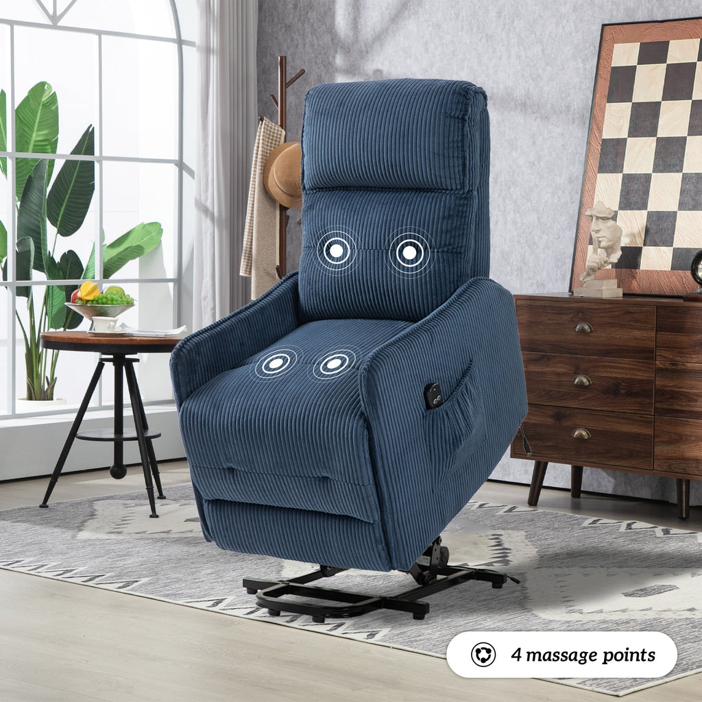 Fauteuil inclinable électrique pour adultes, avec coussin de siège à ressorts ensachés et poche latérale