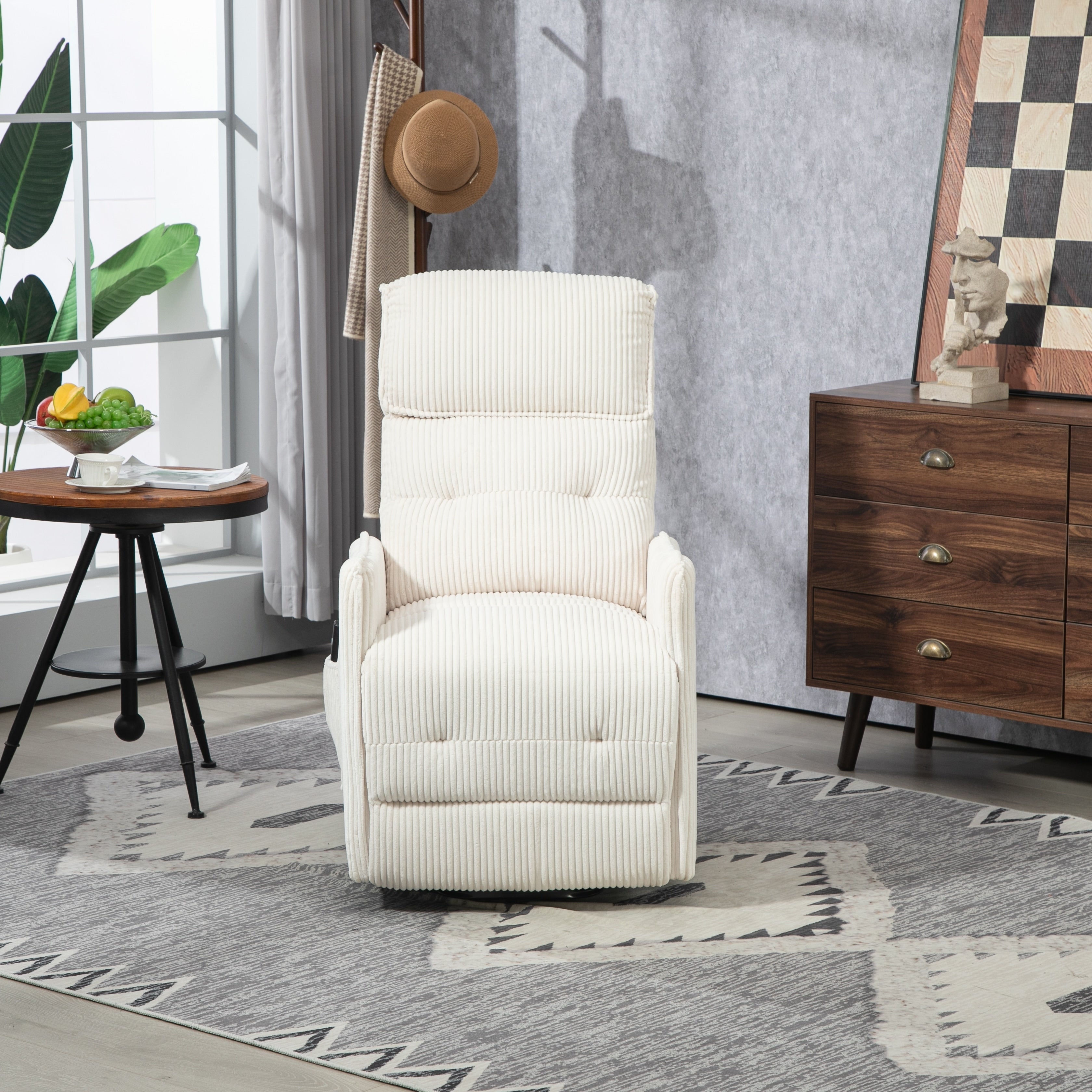 Fauteuil inclinable électrique pour adultes, avec coussin de siège à ressorts ensachés et poche latérale