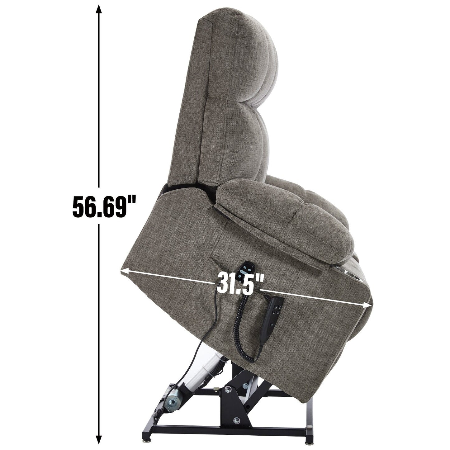 Fauteuil inclinable, mécanisme de mouvement robuste avec massage par vibration à 8 points et chauffage lombaire, deux porte-gobelets