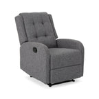 Fauteuil inclinable, tirette manuelle, tissu gris anthracite capitonné à boutons