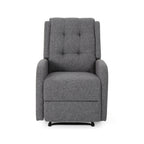 Fauteuil inclinable, tirette manuelle, tissu gris anthracite capitonné à boutons