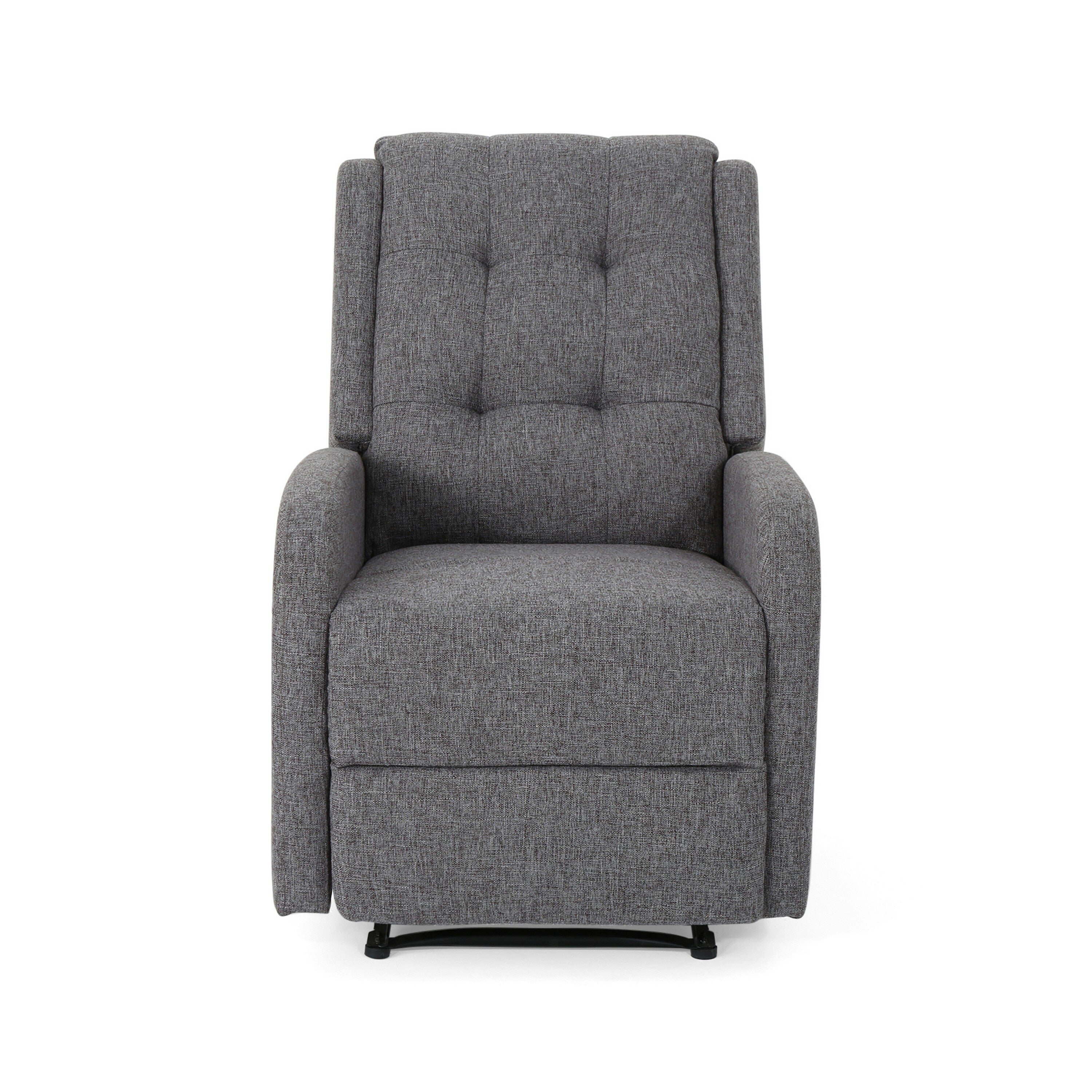 Fauteuil inclinable, tirette manuelle, tissu gris anthracite capitonné à boutons