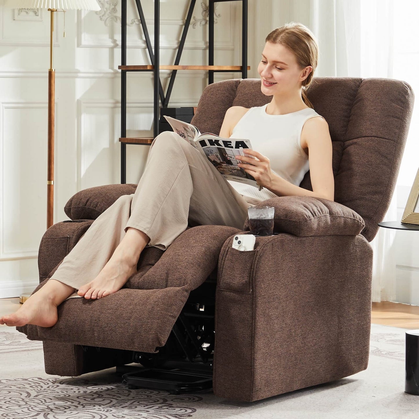 Fauteuil inclinable, fauteuil de massage inclinable avec chauffage, fauteuil électrique releveur pour home cinéma, pour salon