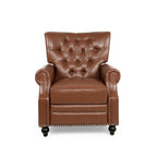 Fauteuil inclinable, pieds tournés, similicuir capitonné marron clair