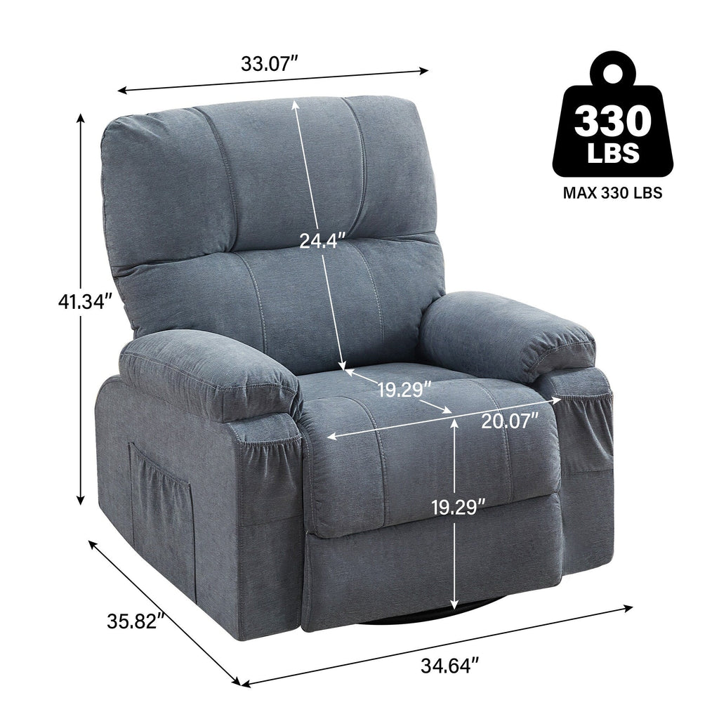 Fauteuil inclinable pivotant à 360 degrés, équipé d'un coussin et d'un dossier moelleux, fauteuil confortable