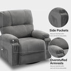 Fauteuil inclinable pivotant à 360 degrés, équipé d'un coussin et d'un dossier moelleux, fauteuil confortable