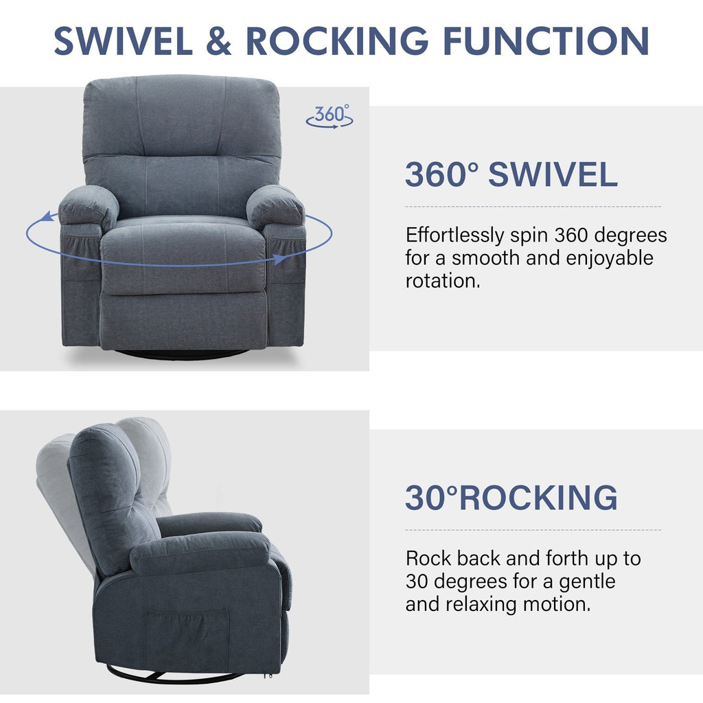 Fauteuil inclinable pivotant à 360 degrés, équipé d'un coussin et d'un dossier moelleux, fauteuil confortable