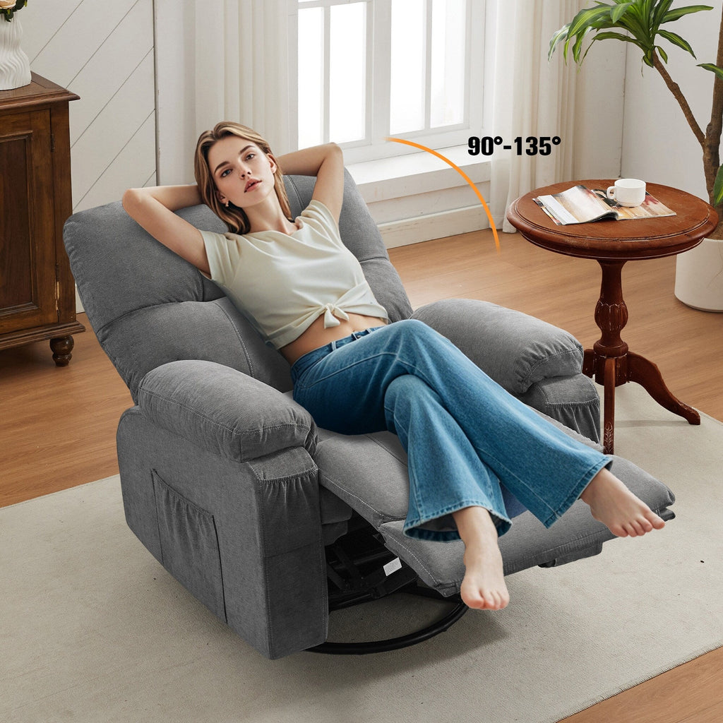 Fauteuil inclinable pivotant à 360 degrés, équipé d'un coussin et d'un dossier moelleux, fauteuil confortable