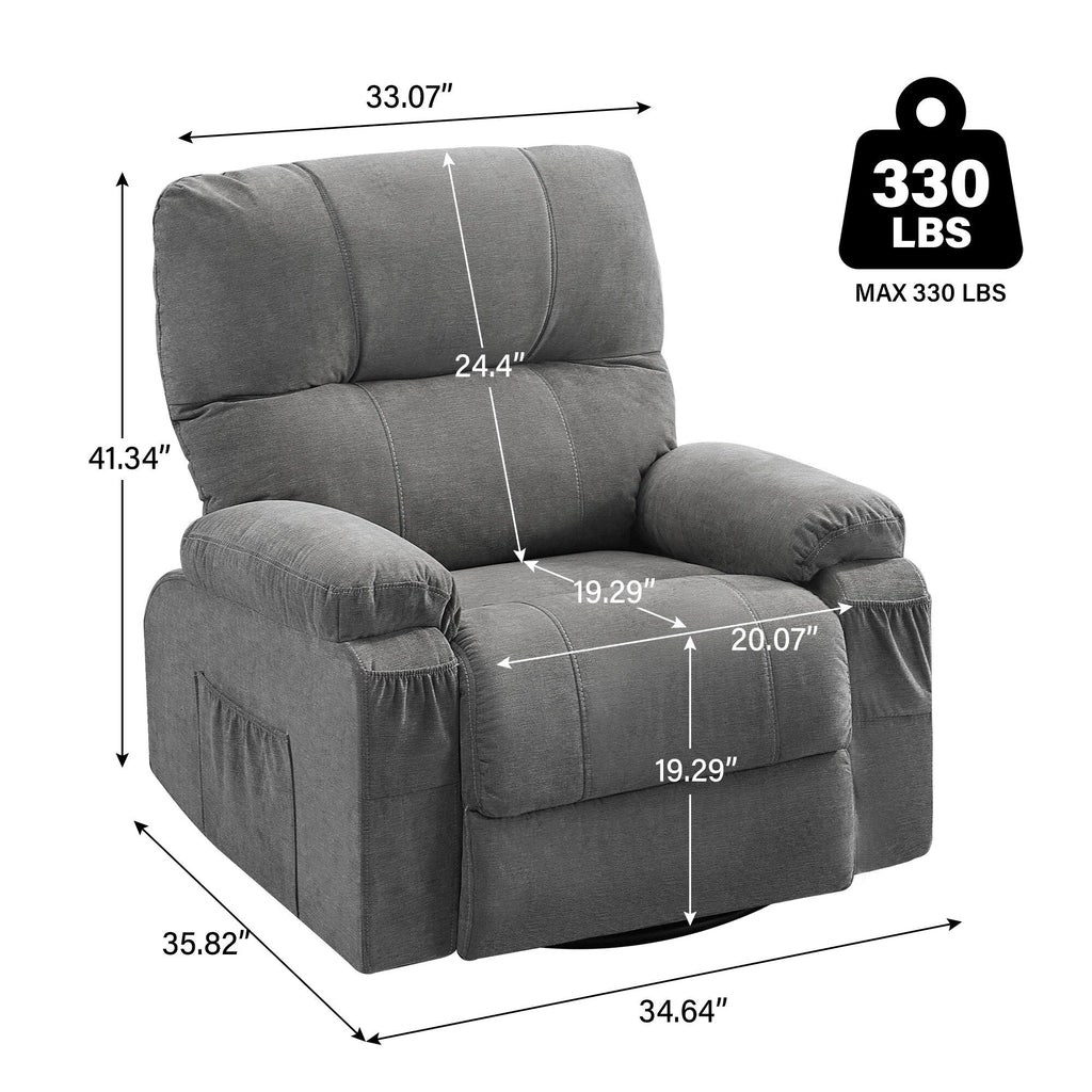 Fauteuil inclinable pivotant à 360 degrés, équipé d'un coussin et d'un dossier moelleux, fauteuil confortable