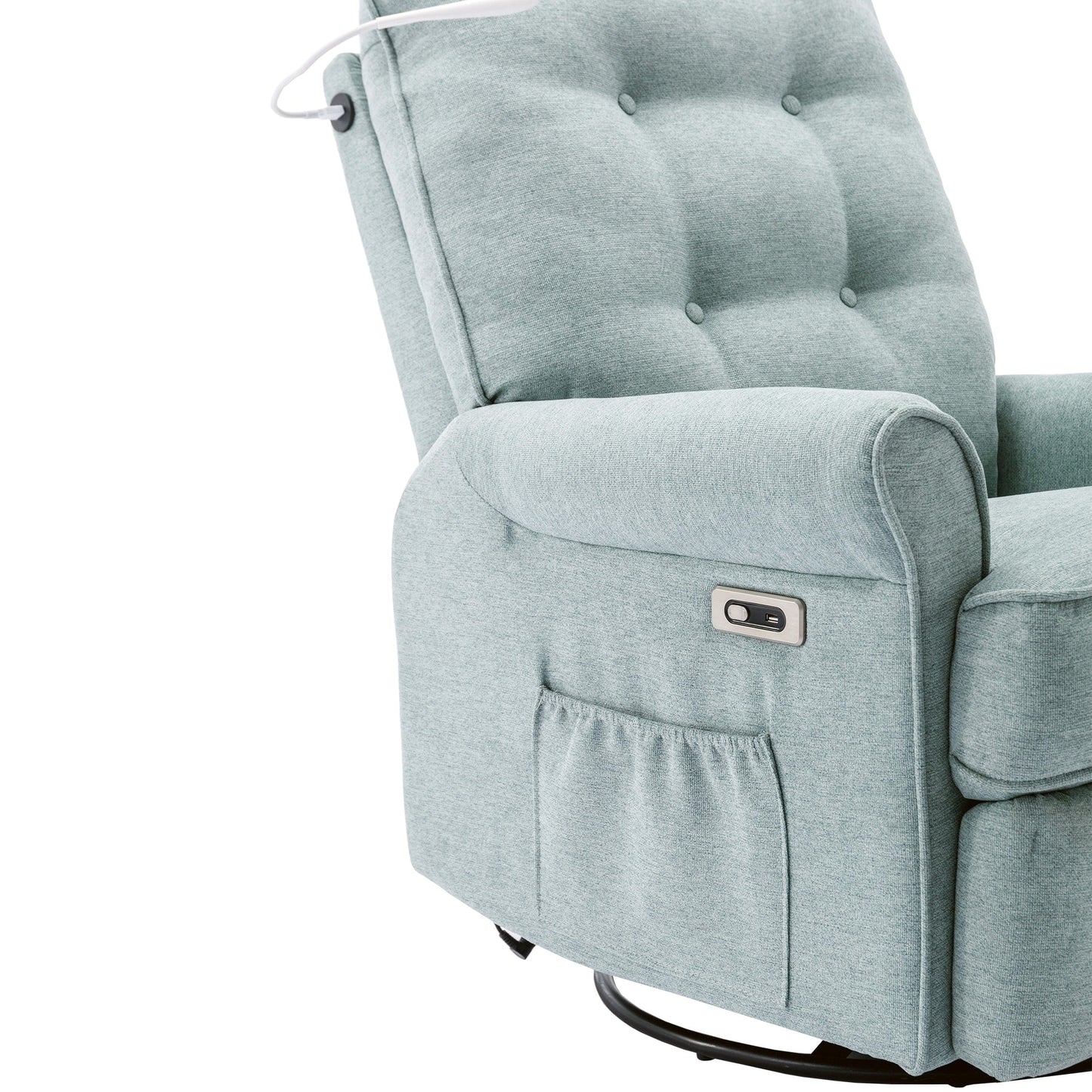 Fauteuil inclinable pivotant à 270 degrés avec port USB, poche latérale et lampe tactile