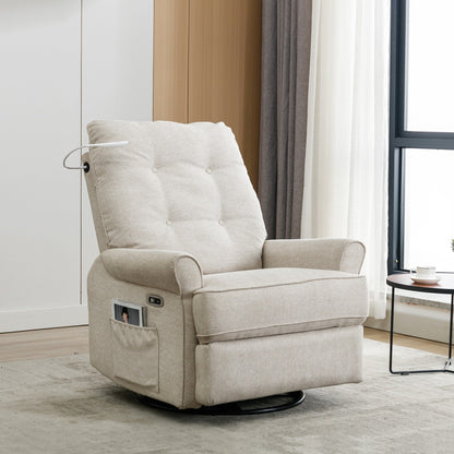 Fauteuil inclinable pivotant à 270 degrés avec port USB, poche latérale et lampe tactile