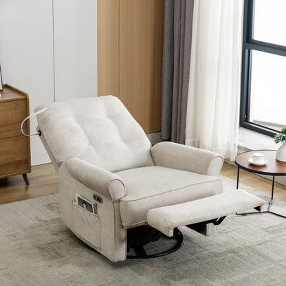 Fauteuil inclinable pivotant à 270 degrés avec port USB, poche latérale et lampe tactile