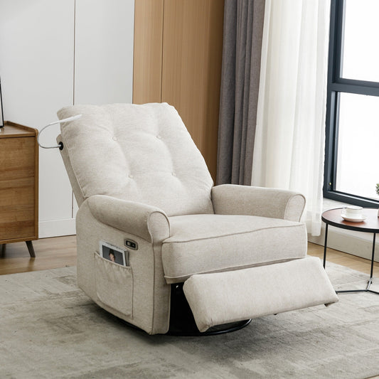 Fauteuil inclinable pivotant à 270 degrés avec port USB, poche latérale et lampe tactile