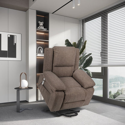 Fauteuil releveur inclinable avec massage, chauffage et poches pour télécommande