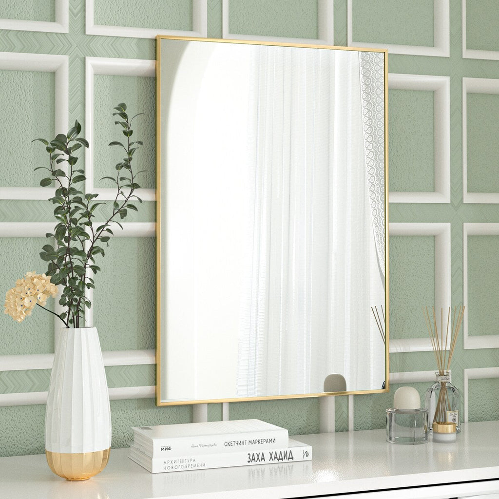 Miroir mural de salle de bain rectangulaire classique avec cadre en métal