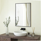 Miroir mural de salle de bain rectangulaire classique avec cadre en métal