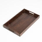Plateau de service rectangulaire en bois de noyer noir KINWELL, plateau ottoman
